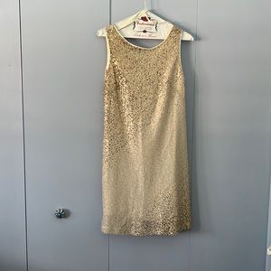 Eliza J Two-Toned Gold Sparkle Party Dress